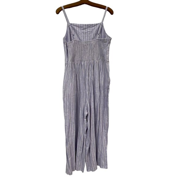 Old Navy Stripe Cami Jumpsuit Womens L Cropped Sleeveless Linen Blend - Picture 2 of 9
